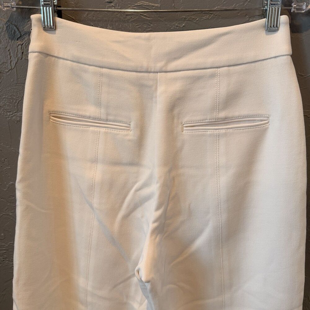 Ann Taylor Ivory Cropped Straight Leg Career Pants Stretch Side Zip 2 Minimalist - Picture 5 of 14